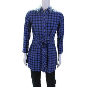 Steve Madden Mens Long Sleeve Collared Button Down Shirt Blue Size Small